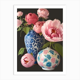 Peonies In Vases Art Print