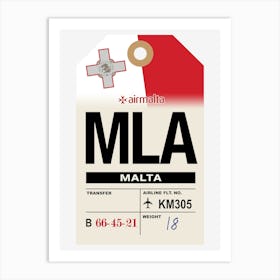 Malta (MLA) Vintage Airline Luggage Tag Art Print