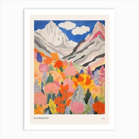 Alpamayo Peru 1 Colourful Mountain Illustration Poster Art Print