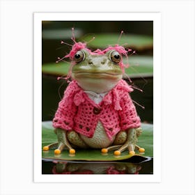 Frog In Pink Art Print