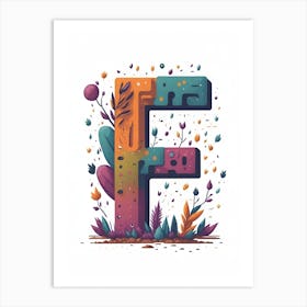 Colorful Letter F Illustration 6 Art Print