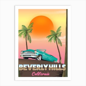 Beverly Hills California Dusk Travel poster Art Print