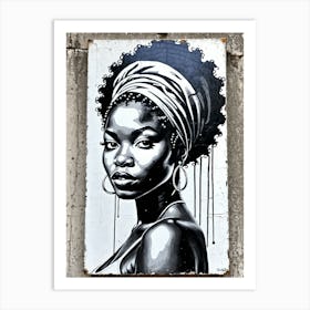 Vintage Graffiti Mural Of Beautiful Black Woman 122 Art Print