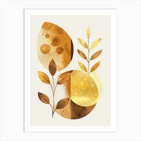 Abstract Gold Leaves 2 Art Print