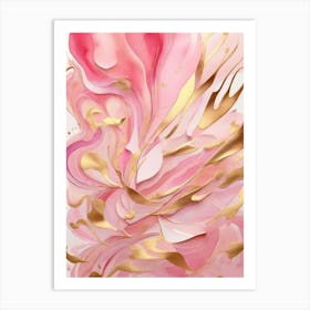 Pink And Gold Abstract Painting Art Print