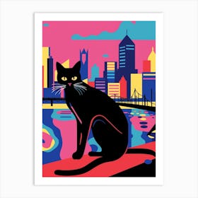Philadelphia, United States Skyline With A Cat 1 Art Print