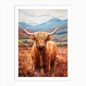 Brushstroke Impressionism Style Painting Of A Highland Cow In The Scottish Valley 5 Art Print