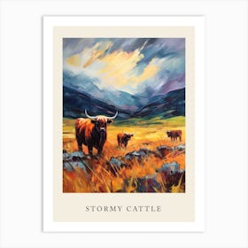 Stormy Impressionism Style Cattle Art Print