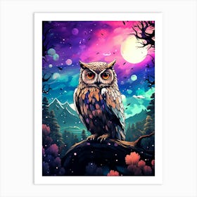 Owl On A Branch Art Print