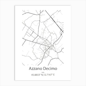 Azzano,Italy Minimalist Map Art Print