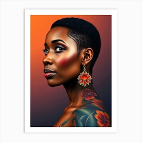 Black Woman With Tattoos 1 Art Print