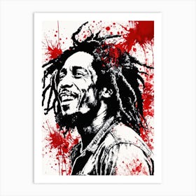 Bob Marley Portrait Ink Painting (15) Art Print