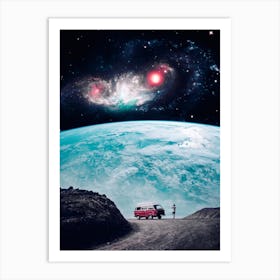 Van Travel In Front Of Earth Art Print