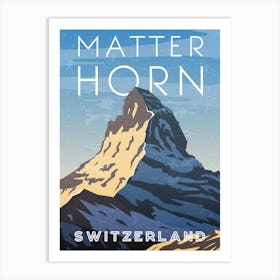 Matter Horn, Switzerland — Retro travel minimalist poster Art Print