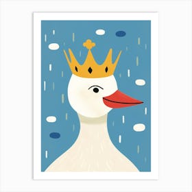 Little Swan 2 Wearing A Crown Art Print