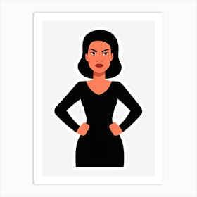 Woman In Black Dress Art Print