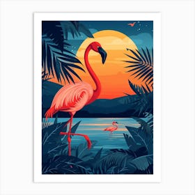 Greater Flamingo Tanzania Tropical Illustration 4 Art Print