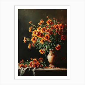 Baroque Floral Still Life Gaillardia 1 Art Print