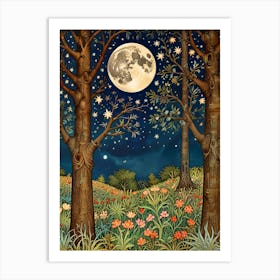 William Morris Moonlight In The Woods 63 Art Print