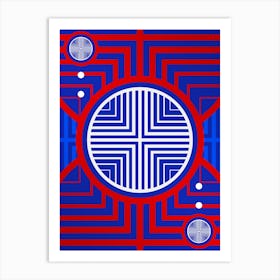 Geometric Abstract Glyph in White on Red and Blue Array n.0066 Art Print