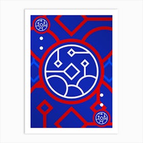 Geometric Abstract Glyph in White on Red and Blue Array n.0024 Art Print