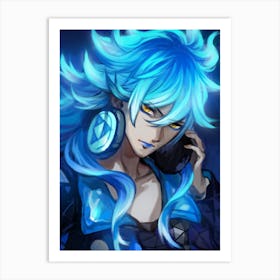 Blue Haired Girl Art Print