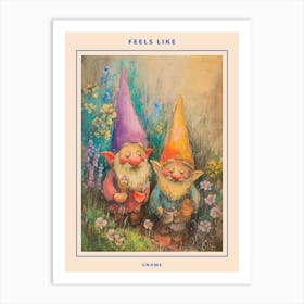 Kitsch Gnomes In The Garden 2 Poster Art Print