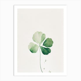 White Clover Leaf Minimalist Watercolour 1 Art Print