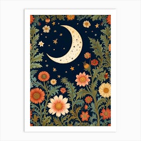 William Morris Moon And Flowers 4 Art Print