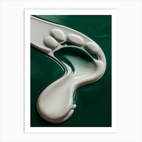 White footprint on green grass Art Print