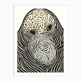 Elephant Seal Linocut Art Print