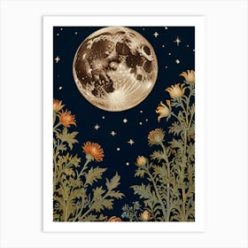 Moon And Flowers Style William Morris 29 Art Print