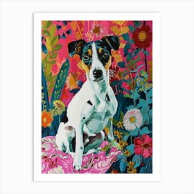 Floral Animal Painting Dog 3 Art Print