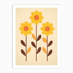 Three Yellow Flowers Art Print