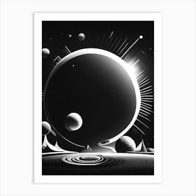 Solar System Noir Comic Space Art Print