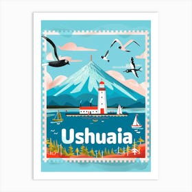 Nzme8932 Create A Minimalistic Postage Stamp Of Ushuaia Art Print