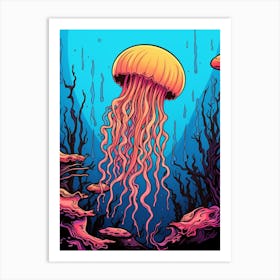 Jellyfish Retro Pop Art 2 Art Print