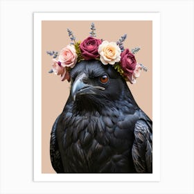 Crow With Flower Crown Art Print