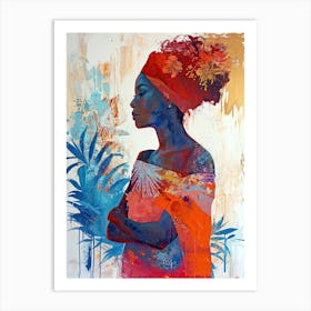 Feathered African Reverie, Boho Art Style Art Print