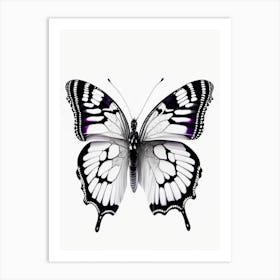 Monochrome Butterfly Decoupage 2 Art Print