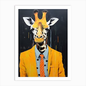 Giraffe in yellow suit Art Print