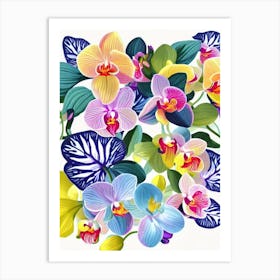 Orchids 2 Modern Colourful Flower Art Print
