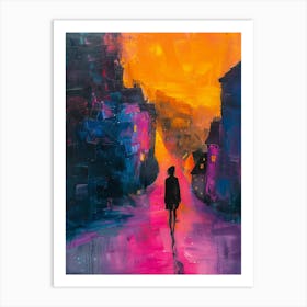 Person Walking Down The Street Art Print