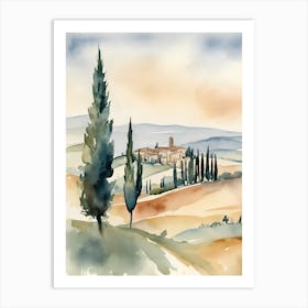 Abstract Tuscany Landscape Watercolor 1 Art Print