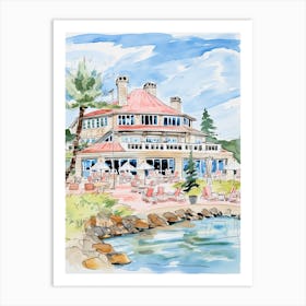 The Lodge At Pebble Beach   Pebble Beach, California   Resort Storybook Illustration 1 Art Print