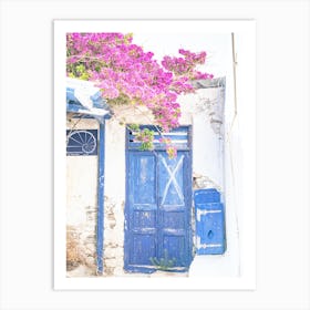 Rustic Blue Door In Paros Art Print