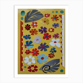 Flowers On A Yellow Background Art Print