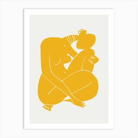 Baby Curl African Nude In Yellow Art Print