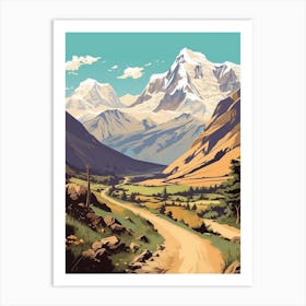 Annapurna Circuit Nepal 2 Vintage Travel Illustration Art Print