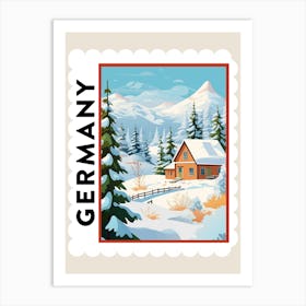Retro Winter Stamp Poster Bavaria Germany 2 Art Print